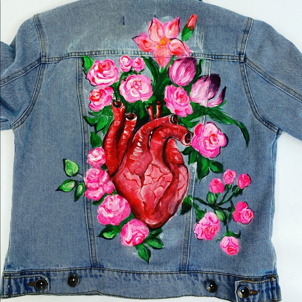Hand painted denim jacket, Small. Wore it a few times only, like new. Hand wash